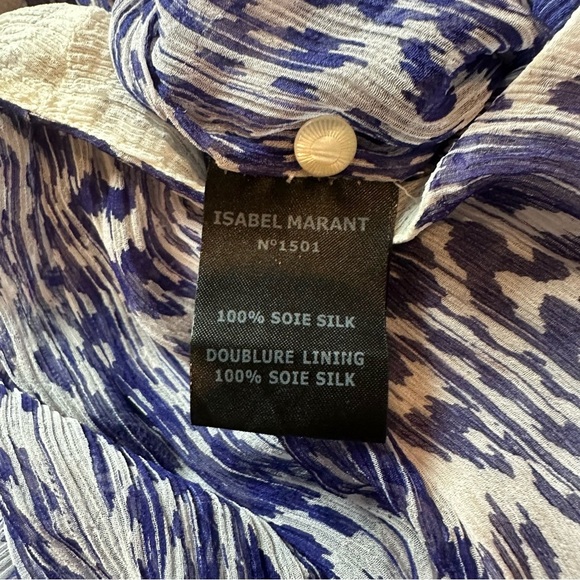 Etoile Isabel Marant sz 1 small Blue Patterned Womens Dress 100% silk boho flowy - Picture 6 of 9